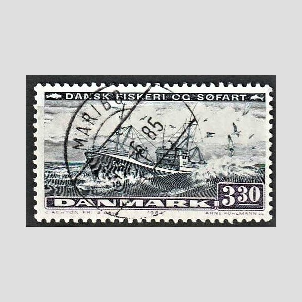 FRIMRKER DANMARK | 1984 - AFA 811 - Fiskeri og sfart - 3,30 Kr. sortbl/violet - Pragt Stemplet Maribo