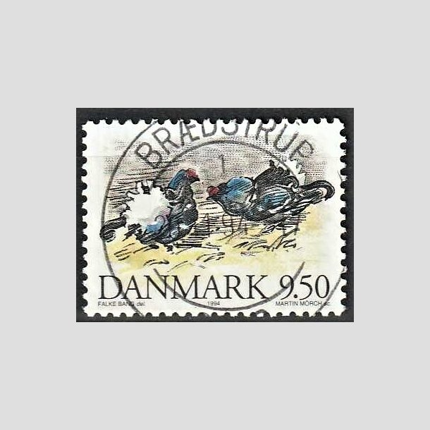 FRIMRKER DANMARK | 1994 - AFA 1079 - Truede danske dyr - 9,50 Kr. Urfugl - Pragt Stemplet 