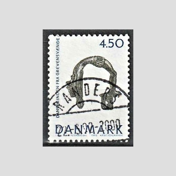 FRIMRKER DANMARK | 1992 - AFA 1008 - Nationalmuseets samlinger - 4,50 Kr. bl/grn - Lux Stemplet Randers