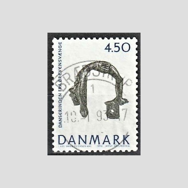 FRIMRKER DANMARK | 1992 - AFA 1008 - Nationalmuseets samlinger - 4,50 Kr. bl/grn - Lux Stemplet Brdstrup