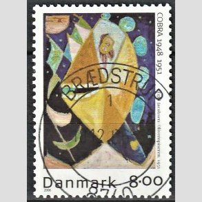 FRIM�RKER DANMARK | 2006 - AFA 1487 - COBRA-malere - 8,00 Kr. flerfarvet - Pragt Stemplet Br�dstrup