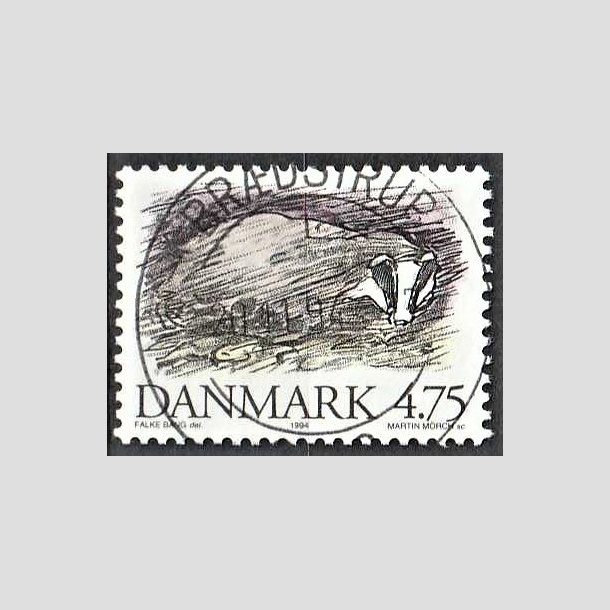 FRIMRKER DANMARK | 1994 - AFA 1077 - Truede danske dyr - 4,75 Kr. Grvling - Pragt Stemplet Brdstrup