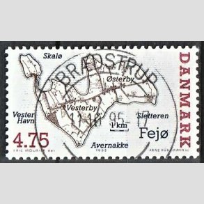 FRIM�RKER DANMARK | 1995 - AFA 1087 - Danske sm��er - 4,75 Kr. flerfarvet - Pragt Stemplet Br�dstrup