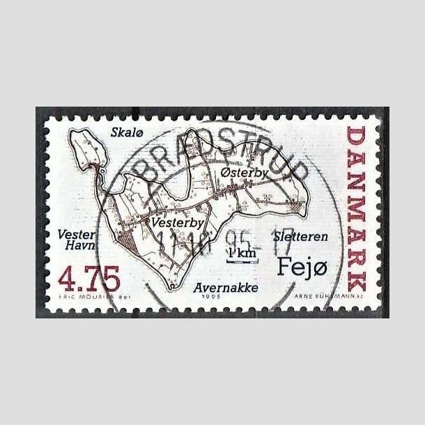 FRIMRKER DANMARK | 1995 - AFA 1087 - Danske smer - 4,75 Kr. flerfarvet - Pragt Stemplet Brdstrup