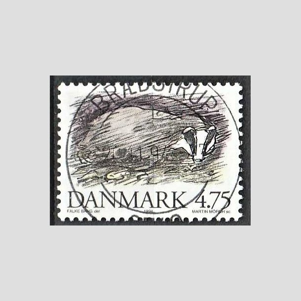 FRIMRKER DANMARK | 1994 - AFA 1077 - Truede danske dyr - 4,75 Kr. Grvling - Pragt Stemplet Brdstrup