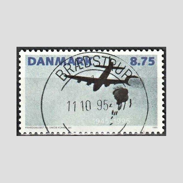 FRIMRKER DANMARK | 1995 - AFA 1093 - 50 ret for befrielsen - 8,75 Kr. flerfarvet - Pragt Stemplet Brdstrup