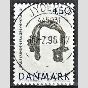 FRIM�RKER DANMARK | 1992 - AFA 1008 - Nationalmuseets samlinger - 4,50 Kr. bl�/gr�n - Lux Stemplet Jyderup