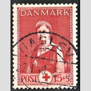 FRIMRKER DANMARK | 1939 - AFA 253 - Dronning Alexandrine Rde Kors - 15 + 5 re rd - Pragt Stemplet Haslev