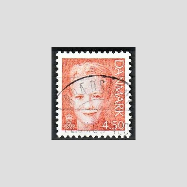 FRIMRKER DANMARK | 2000 - AFA 1244 - Dronning Margrethe - 4,50 Kr. orange - Lux Stemplet 