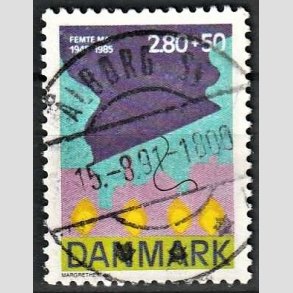 FRIMRKER DANMARK | 1985 - AFA 831 - 40-ret for befrielsen - 2,80 + 50 re Kr. flerfarvet - Pragt Stemplet lborg S