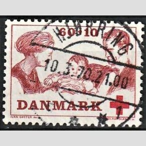 FRIMRKER DANMARK | 1969 - AFA 492 - Dansk Rde Kors velgrendhed - 60 + 10 re brunrd/rd - Pragt Stemplet Hjrring