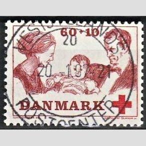 FRIMRKER DANMARK | 1969 - AFA 492 - Dansk Rde Kors velgrendhed - 60 + 10 re brunrd/rd - Pragt Stemplet Hjrring