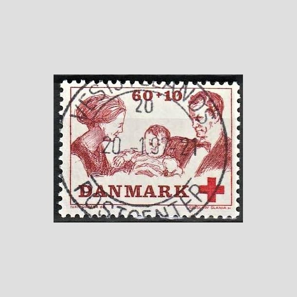 FRIMRKER DANMARK | 1969 - AFA 492 - Dansk Rde Kors velgrendhed - 60 + 10 re brunrd/rd - Pragt Stemplet Hjrring