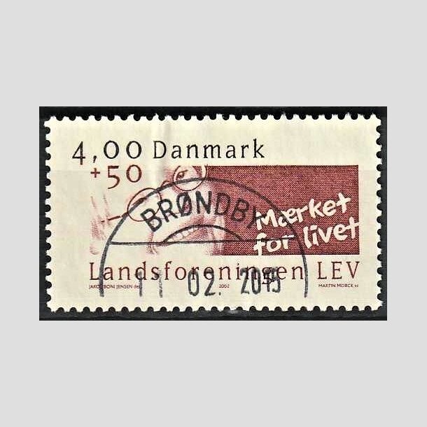 FRIMRKER DANMARK | 2002 - AFA 1314 - LEV - 4,00 Kr. + 50 re rd/sort - Pragt Stemplet 