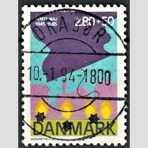 FRIMRKER DANMARK | 1985 - AFA 831 - 40-ret for befrielsen - 2,80 + 50 re Kr. flerfarvet - Pragt Stemplet Dragr