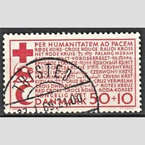 FRIM�RKER DANMARK | 1966 - AFA 441F - Dansk R�de Kors - 50 + 10 �re r�d - Lux Stemplet