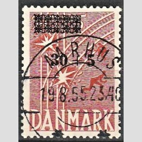 FRIM�RKER DANMARK | 1955 - AFA 359 - Frihedsfond provisorier - 30 + 5/20 + 5 �re r�d - Pragt Stemplet