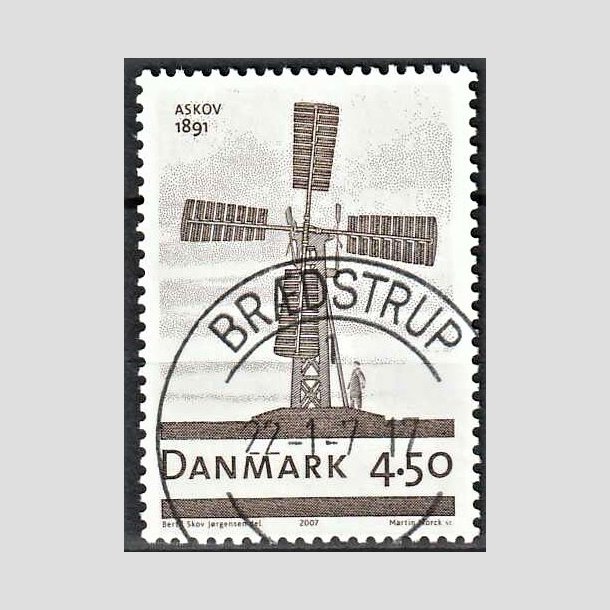 FRIMRKER DANMARK | 2007 - AFA 1492 - Danske vindmller - 4,50 Kr. Mllen i Anskov - Pragt Stemplet Brdstrup