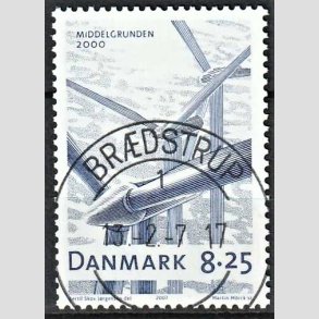 FRIM�RKER DANMARK | 2007 - AFA 1495 - Danske vindm�ller - 8,25 Kr. bl� - Pragt Stemplet Br�dstrup