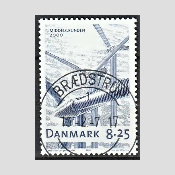 FRIMRKER DANMARK | 2007 - AFA 1495 - Danske vindmller - 8,25 Kr. bl - Pragt Stemplet Brdstrup