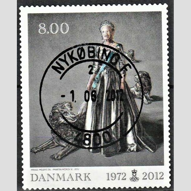 FRIMRKER DANMARK | 2012 - AFA 1694 - Dronning i 40 r - 8,00 Kr. flerfarvet - Pragt Stemplet