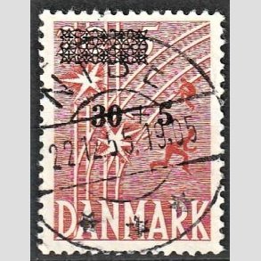 FRIM�RKER DANMARK | 1955 - AFA 359 - Frihedsfond provisorier - 30 + 5/20 + 5 �re r�d - Pragt Stemplet Nibe