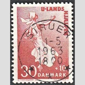 FRIMRKER DANMARK | 1962 - AFA 408 - Bistand - 30 + 10 re karamin - Pragt Stemplet
