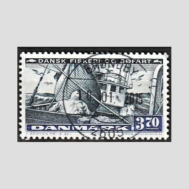 FRIMRKER DANMARK | 1984 - AFA 812 - Fiskeri og sfart - 3,70 Kr. sortbl/brkbl - Pragt Stemplet 