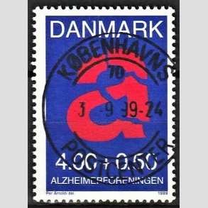 FRIMRKER DANMARK | 1999 - AFA 1220 - Alzheimerforeningen - 4,00 Kr. + 0,50 re rd/bl - Pragt Stemplet