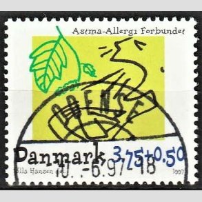 FRIMRKER DANMARK | 1997 - AFA 1146 - Astma-Allergi Forbundet - 3,75 + 0,50 Kr. flerfarvet - Pragt Stemplet