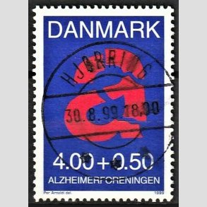 FRIMRKER DANMARK | 1999 - AFA 1220 - Alzheimerforeningen - 4,00 Kr. + 0,50 re rd/bl - Pragt Stemplet Hjrring