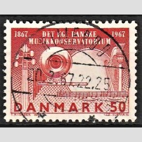 FRIM�RKER DANMARK | 1967 - AFA 452 - Dansk Musikkonservatorium 100 �r - 50 �re karmin - Pragt Stemplet Hiller�d
