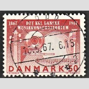 FRIMRKER DANMARK | 1967 - AFA 452 - Dansk Musikkonservatorium 100 r - 50 re karmin - Pragt Stemplet 