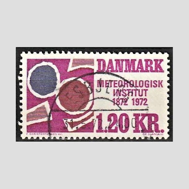 FRIMRKER DANMARK | 1972 - AFA 523 - Meterologisk Institut 100 r - 1,20 Kr. rdviolet/rdbrun/bl - Lux Stemplet Esbjerg