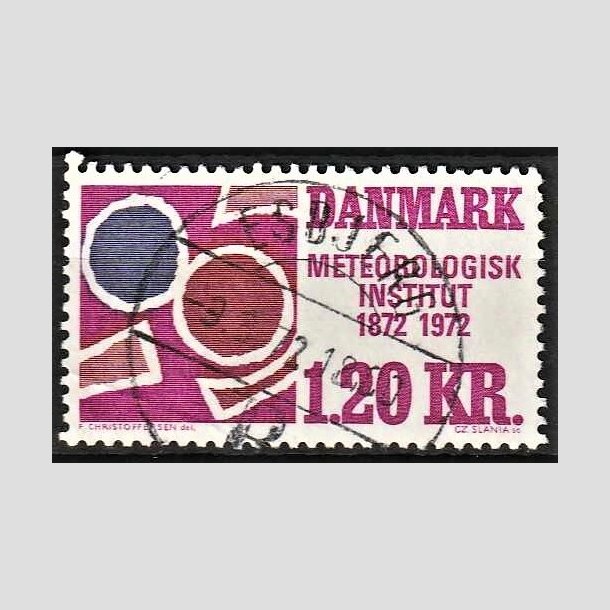 FRIMRKER DANMARK | 1972 - AFA 523 - Meterologisk Institut 100 r - 1,20 Kr. rdviolet/rdbrun/bl - Lux Stemplet Esbjerg