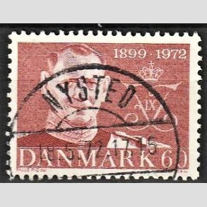 FRIM�RKER DANMARK | 1972 - AFA 522 - Frederik IX mindeudgave - 60 �re brunr�d - Pragt Stemplet Nysted