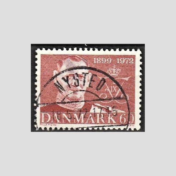 FRIMRKER DANMARK | 1972 - AFA 522 - Frederik IX mindeudgave - 60 re brunrd - Pragt Stemplet Nysted