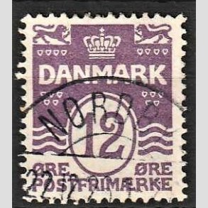 FRIM�RKER DANMARK | 1926 - AFA 168 - B�lgelinie 12 �re violet - Lux Stemplet Nordby