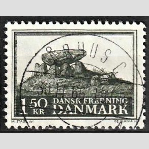 FRIM�RKER DANMARK | 1966 - AFA 451 - Fredningsserie Jydsk k�mpeh�j - 1,50 Kr. sortgr�n - Pragt Stemplet �rhus C