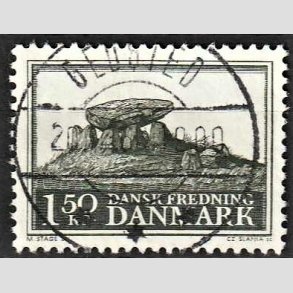FRIMRKER DANMARK | 1966 - AFA 451 - Fredningsserie Jydsk kmpehj - 1,50 Kr. sortgrn - Pragt Stemplet Gedsted