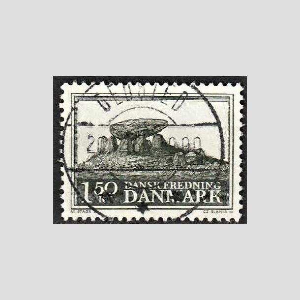 FRIMRKER DANMARK | 1966 - AFA 451 - Fredningsserie Jydsk kmpehj - 1,50 Kr. sortgrn - Pragt Stemplet Gedsted