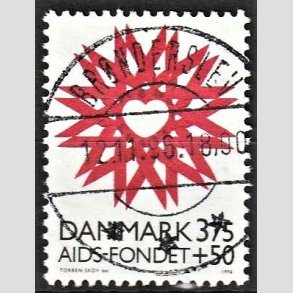 FRIMRKER DANMARK | 1996 - AFA 1130 - AIDS-Fondet - 3,75 Kr. + 50 re rd/sort - Pragt Stemplet Brnderslev