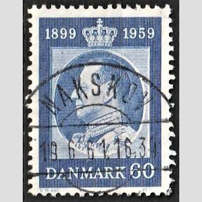 FRIM�RKER DANMARK | 1959 - AFA 376 - Frederik IX 60 �r - 60 �re bl� - Pragt Stemplet Nakskov