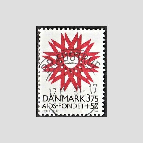 FRIMRKER DANMARK | 1996 - AFA 1130 - AIDS-Fondet - 3,75 Kr. + 50 re rd/sort - Pragt Stemplet Brdstrup
