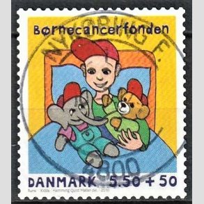 FRIMRKER DANMARK | 2010 - AFA 1605E - Brnecanserfonden - 5,50 + 0,50 Kr. flerfarvet - Pragt Stemplet Nykbing F