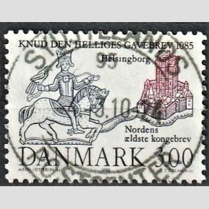 FRIM�RKER DANMARK | 1985 - AFA 835 - Domkirken i Lund - 3,00 Kr. m�rkbl�/lilla - Pragt Stemplet