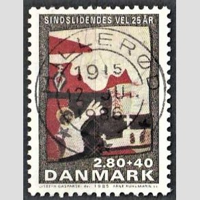 FRIMRKER DANMARK | 1985 - AFA 843 - Sindslidendes Vel - 2,80 Kr. + 40 re flerfarvet - Pragt Stemplet Hillerd