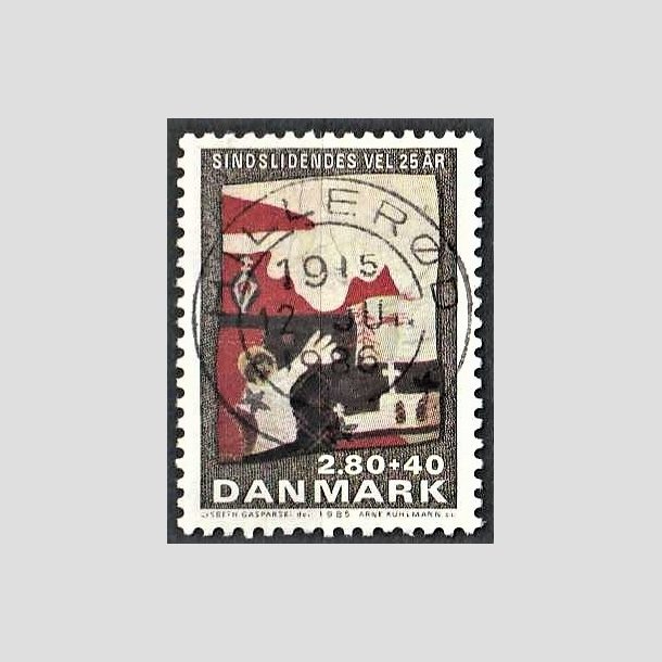 FRIMRKER DANMARK | 1985 - AFA 843 - Sindslidendes Vel - 2,80 Kr. + 40 re flerfarvet - Pragt Stemplet Hillerd