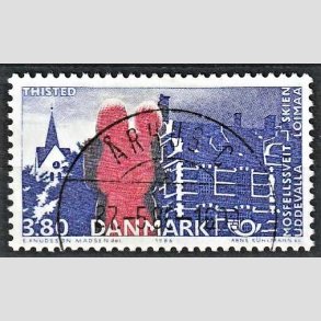 FRIM�RKER DANMARK | 1986 - AFA 860 - Venskabsbyer - 3,80 Kr. r�d/bl� - Pragt Stemplet �rhus C
