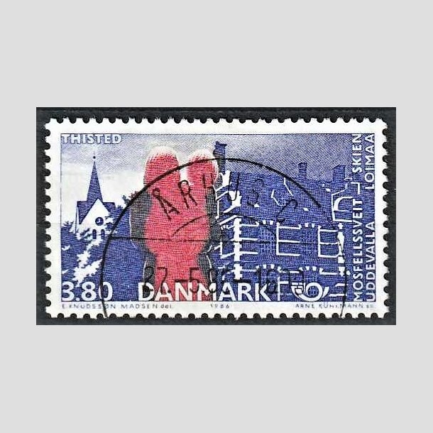 FRIMRKER DANMARK | 1986 - AFA 860 - Venskabsbyer - 3,80 Kr. rd/bl - Pragt Stemplet rhus C